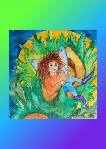 Haselnussfee - Aquarell aus der Naturwesen-Serie