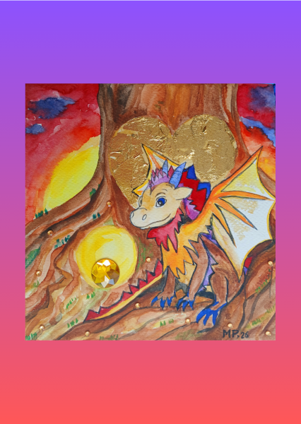 Wurzeldrache - Aquarell aus der Naturwesen-Serie